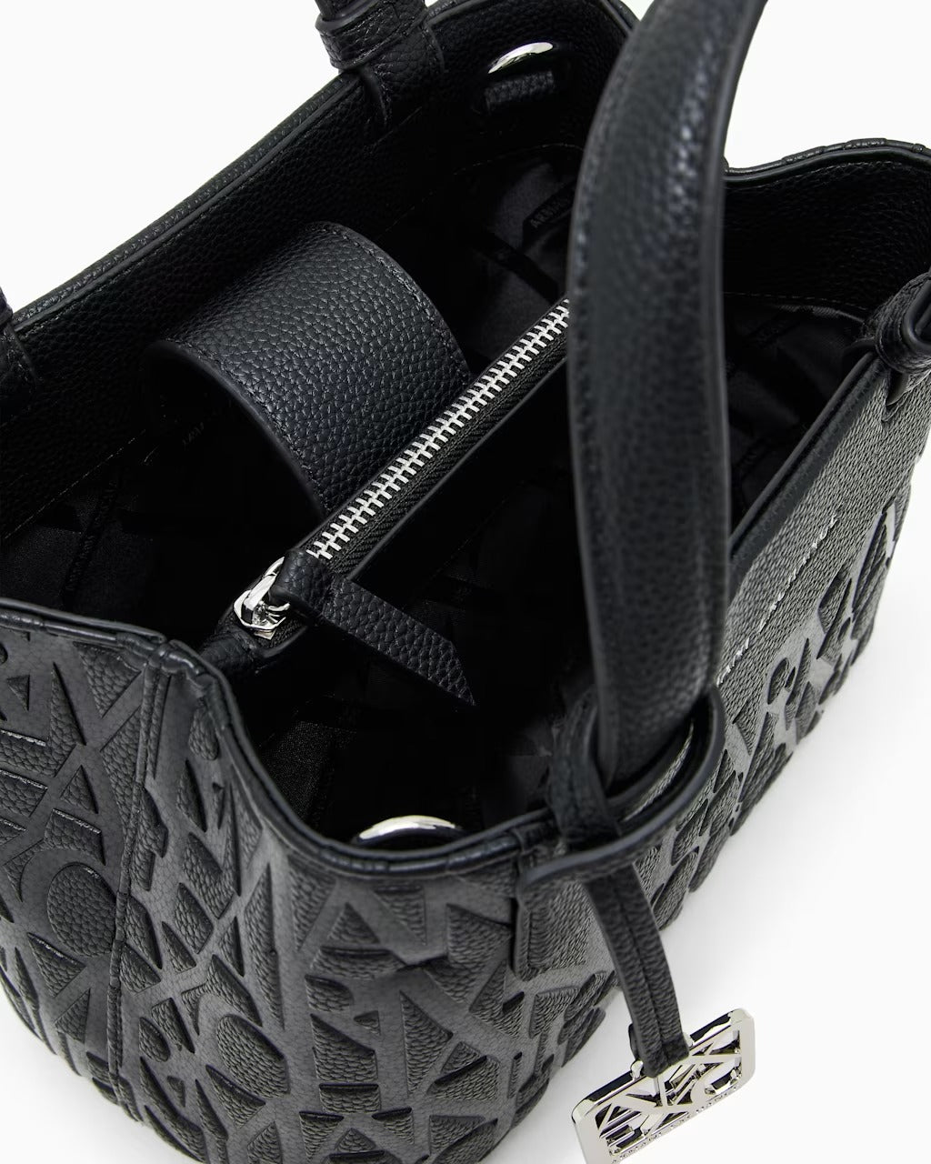 ARMANI EXCHANGE Women's Embossed Logo Shopping Tote Bag, Black#0015
