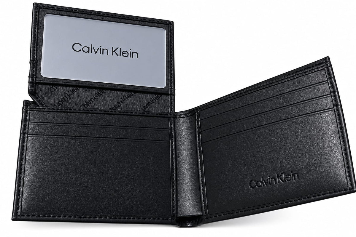 CK Modern Bar Logo Bi-Fold Wallet | Genuine Leather #35