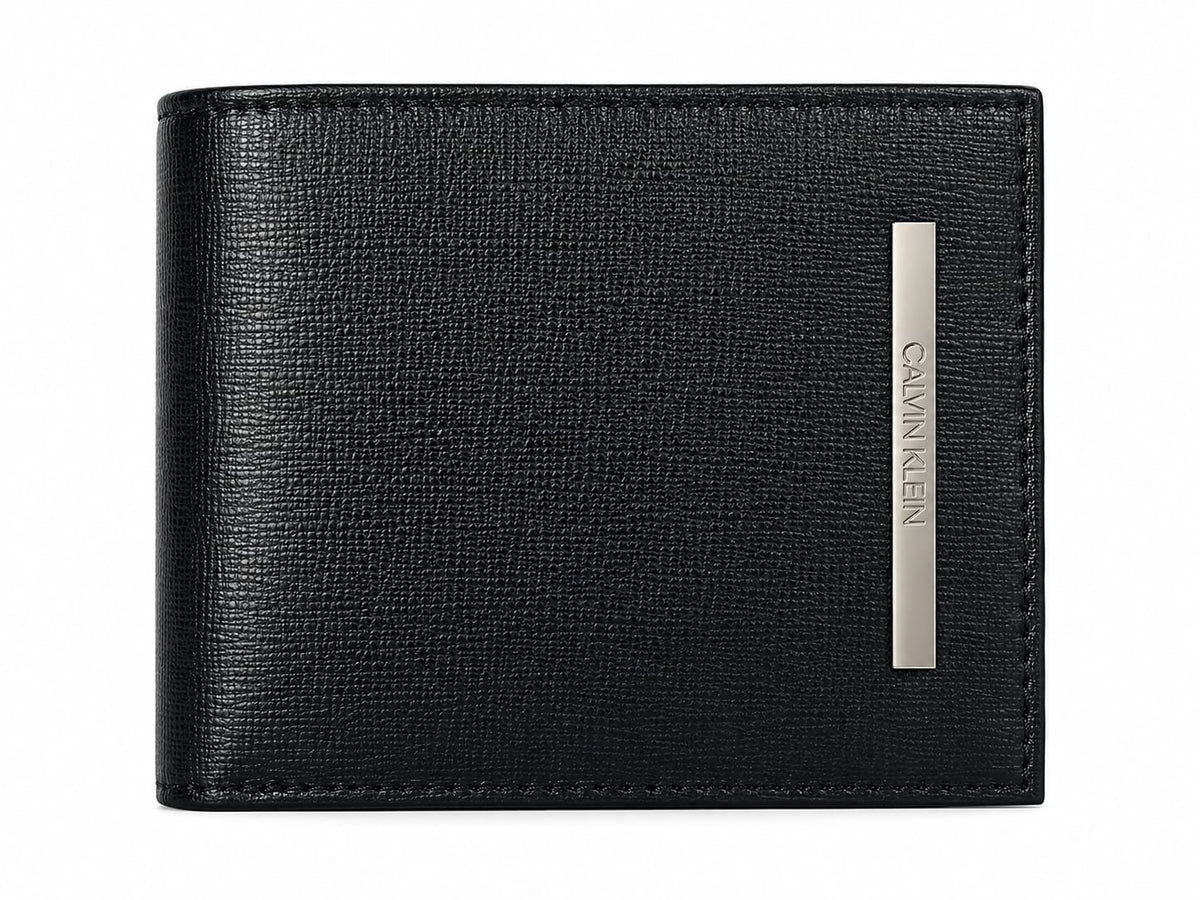 CK Modern Bar Logo Bi-Fold Wallet | Genuine Leather #35