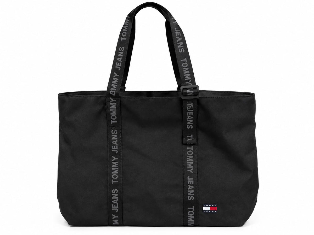 Tommy Jeans Women's Black Tote Bag with Logo Webbing Handles#0096