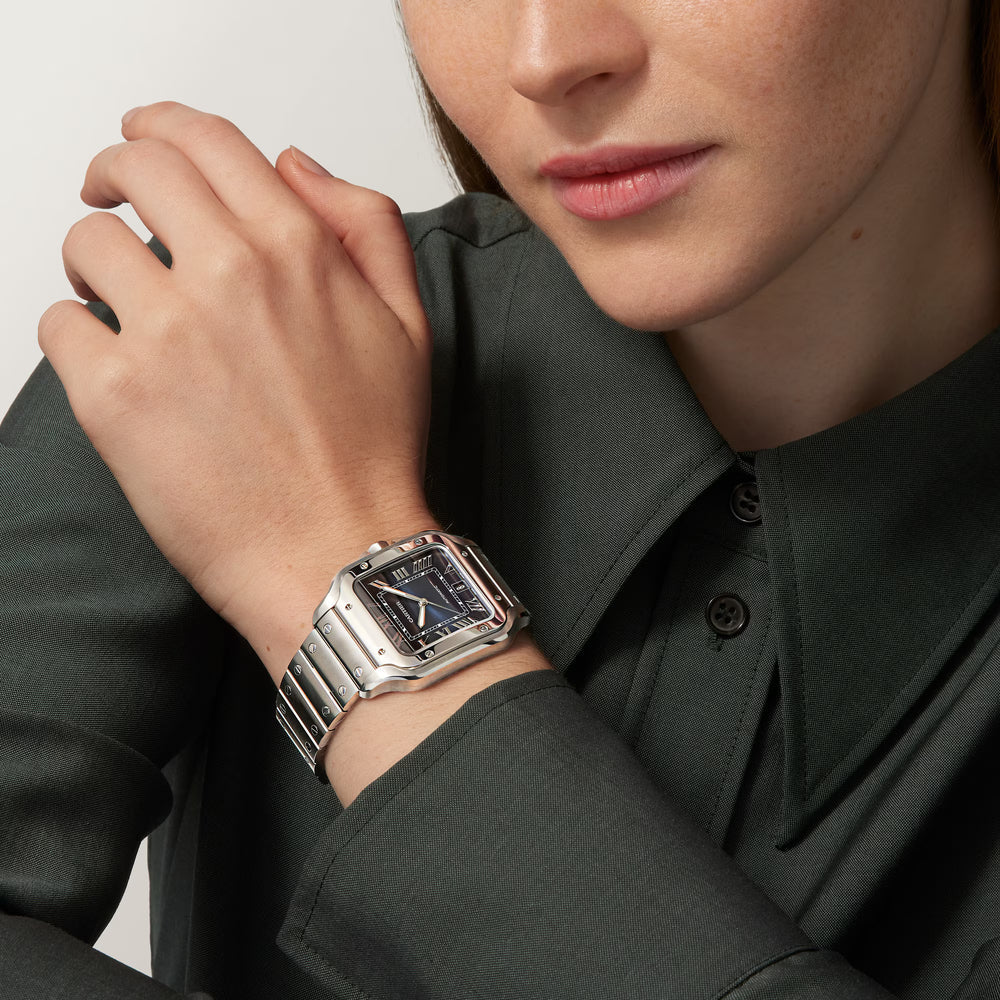 Santos de Cartier LM Watch – Gradient Blue Dial & Stainless Steel Bracelet