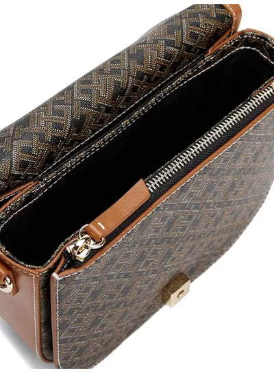 Tommy Hilfiger Monogram Leather Saddle Crossbody Bag – Elegant Lightweight Women’s Everyday Purse with Adjustable Strap#62