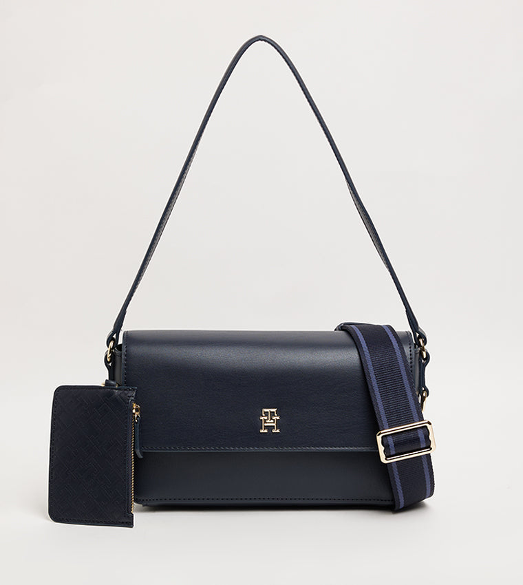 Tommy Hilfiger Women’s Navy Blue Crossbody Bag with Detachable Coin/Card Pouch #0088