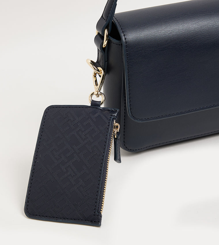 Tommy Hilfiger Women’s Navy Blue Crossbody Bag with Detachable Coin/Card Pouch #0088