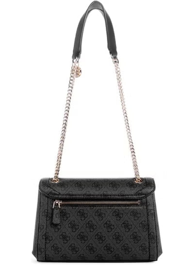 GUESS Noelle Convertible Crossbody Flap Bag – Black Logo Satchel Handbag for Women#196
