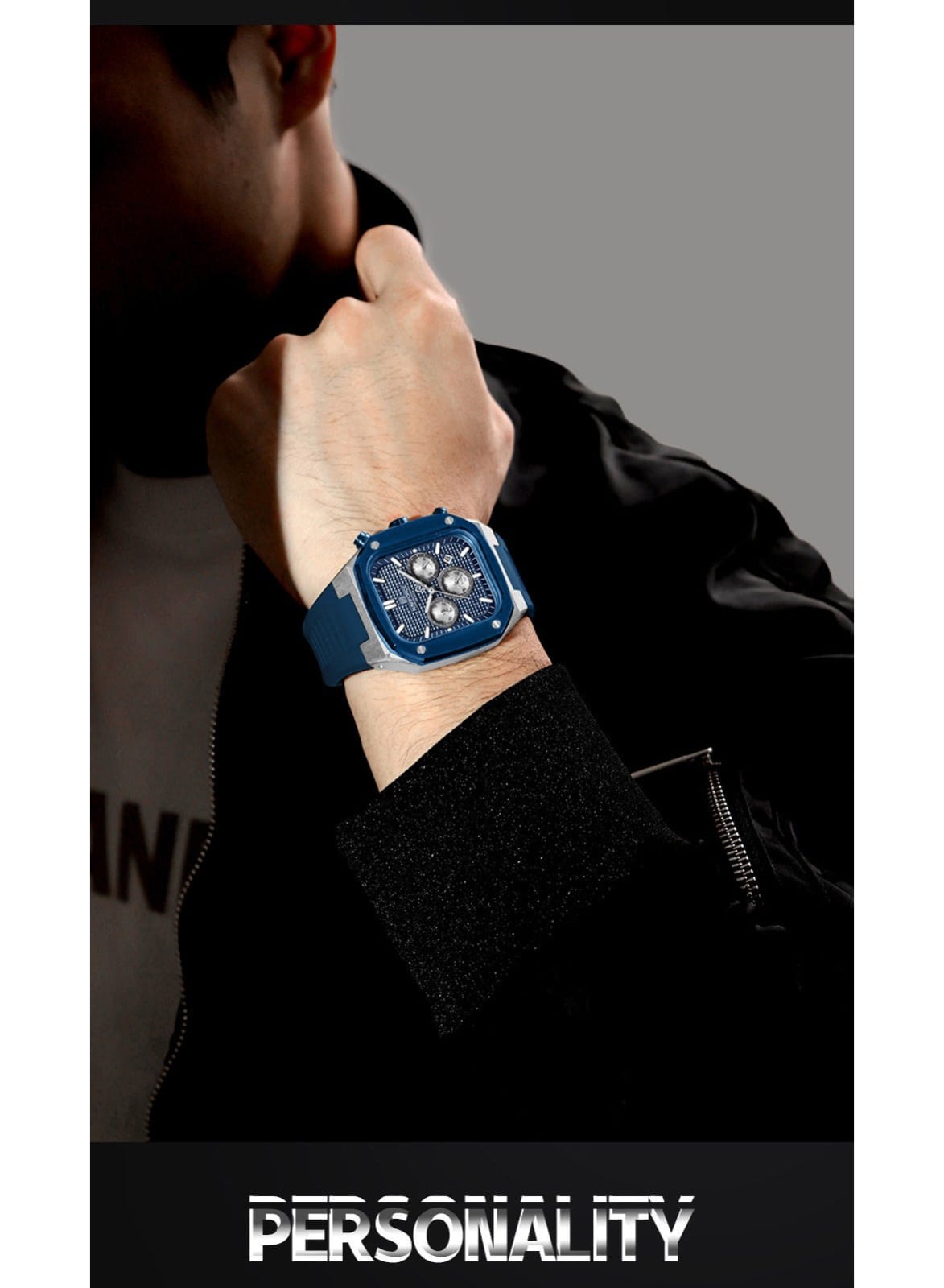 NAVIFORCE NF8037 Men's Chronograph Watch with Blue Silicone Strap, 30M Water Resistant