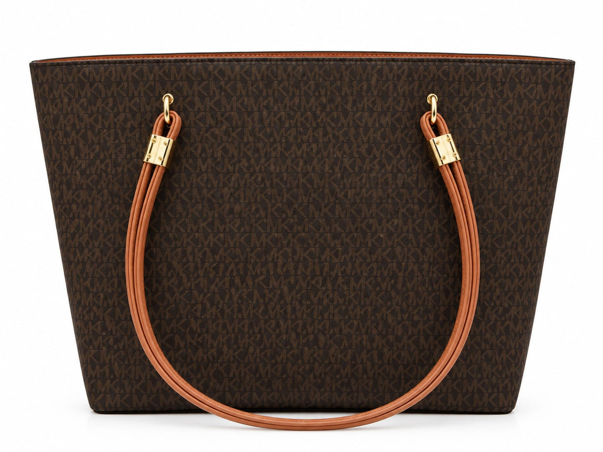 Michael Kors Signature Logo Large Tote Bag – Dark Brown#0066