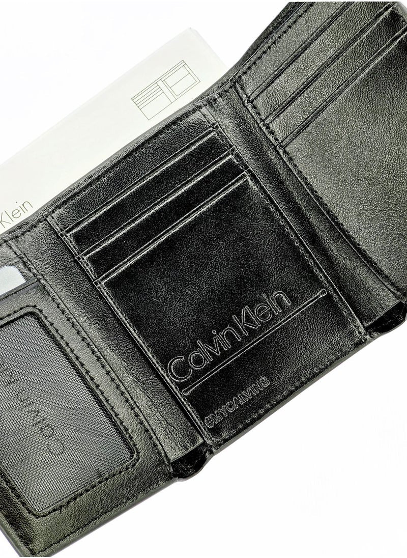 CK Monogram Trifold Black Wallet For Men #22
