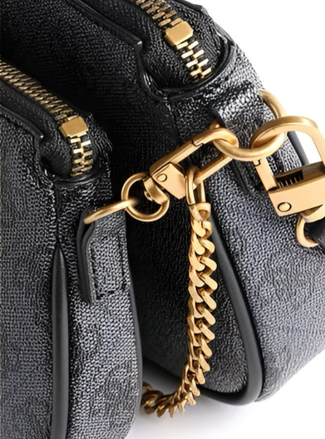 GU 2-in-1 Dark Grey Monogram Crossbody Bag For Women #129