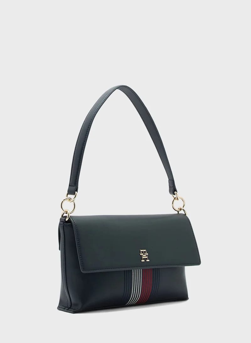 Tommy Hilfiger Women's Flap Handbag with Top Handle & Adjustable Crossbody Strap – Navy#84
