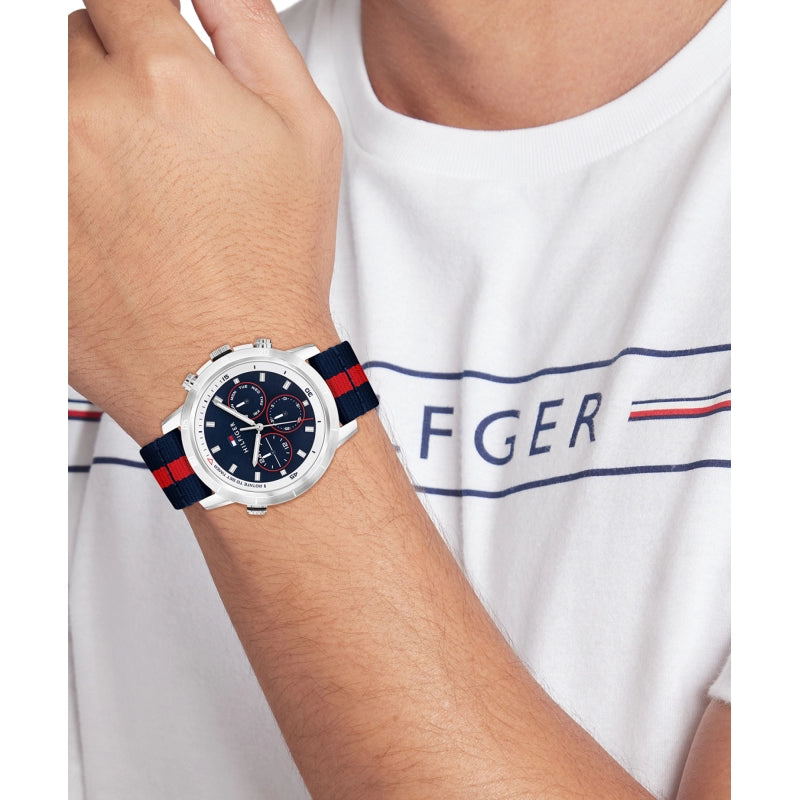 Tommy Hilfiger Men’s Watch – Model 1792124 | Sporty Blue Design with Red Accents