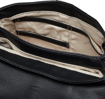 GUESS Kasinta Handle Flap Bag – Black Faux Leather Handbag