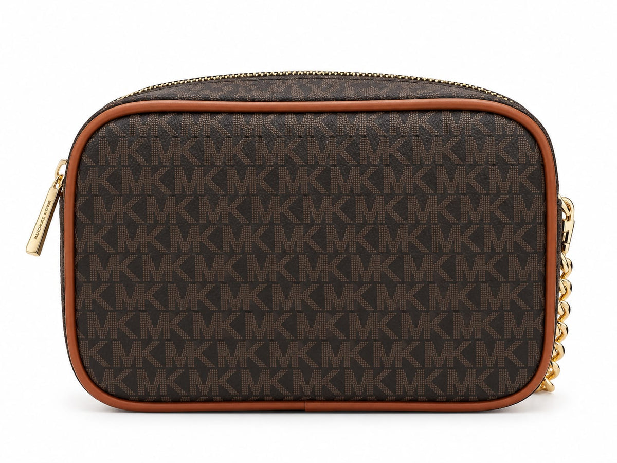 Michael Kors Women’s Brown Signature Monogram Crossbody Bag with Adjustable KORS Strap#0065