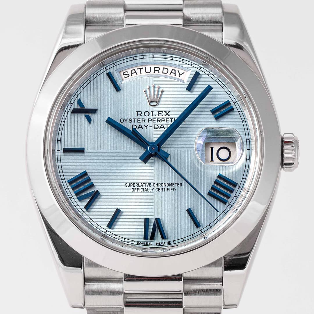 Rolex Day-Date 40 Ice-Blue Quadrant Motif Dial Watch-RX-DAYD-01