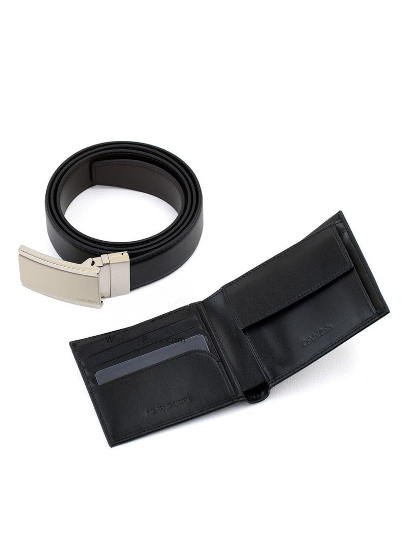 CK Black Leather Wallet-Belt Set For Men #11