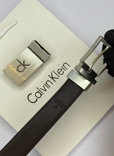 Calvin Klein Men's Belt Set – Premium Leather Belt with Two Interchangeable Buckles#S-017