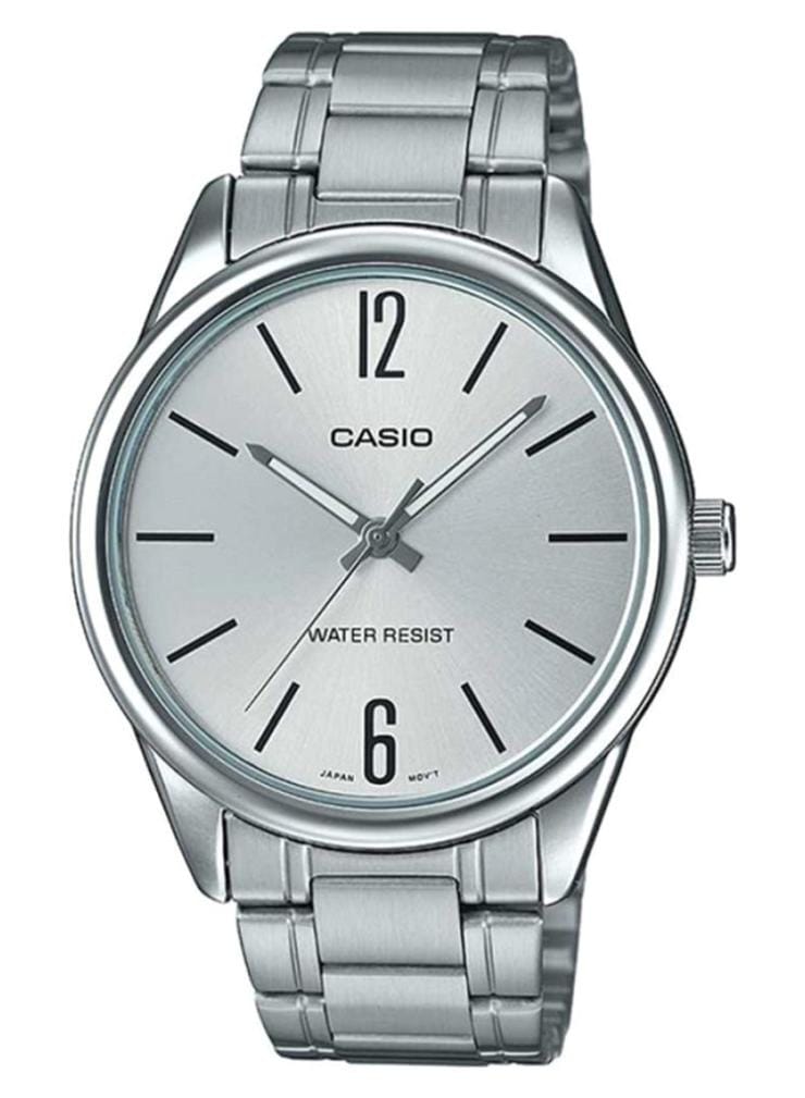 Casio Men's Dress Analog Watch MTP-V005D-7BUDF – Silver Stainless Steel, Water Resistant, 48 mm