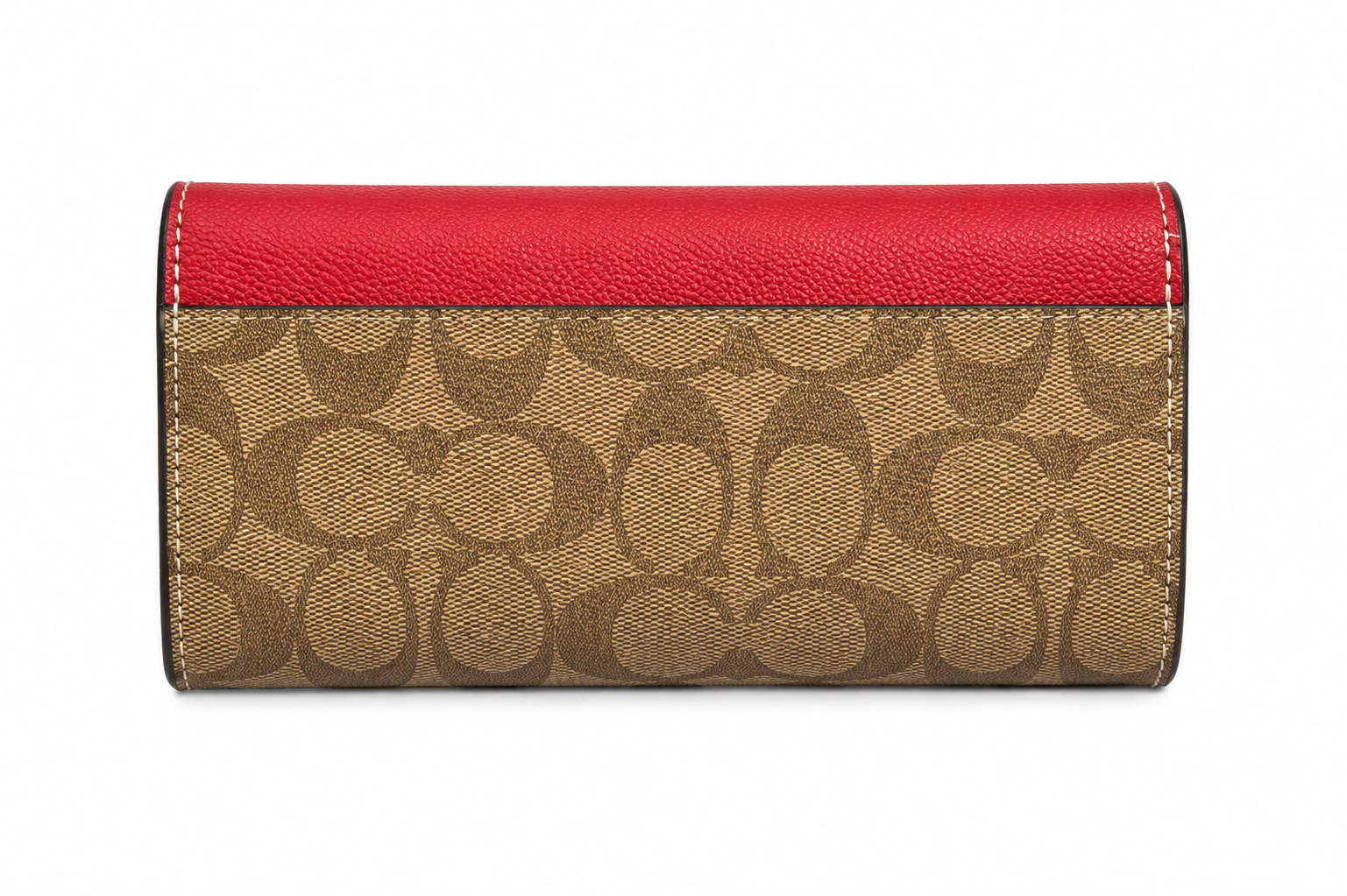 Coach Women's Signature Envelope Wallet – Brown Signature Canvas with Red Leather and Gold-Tone Logo#10