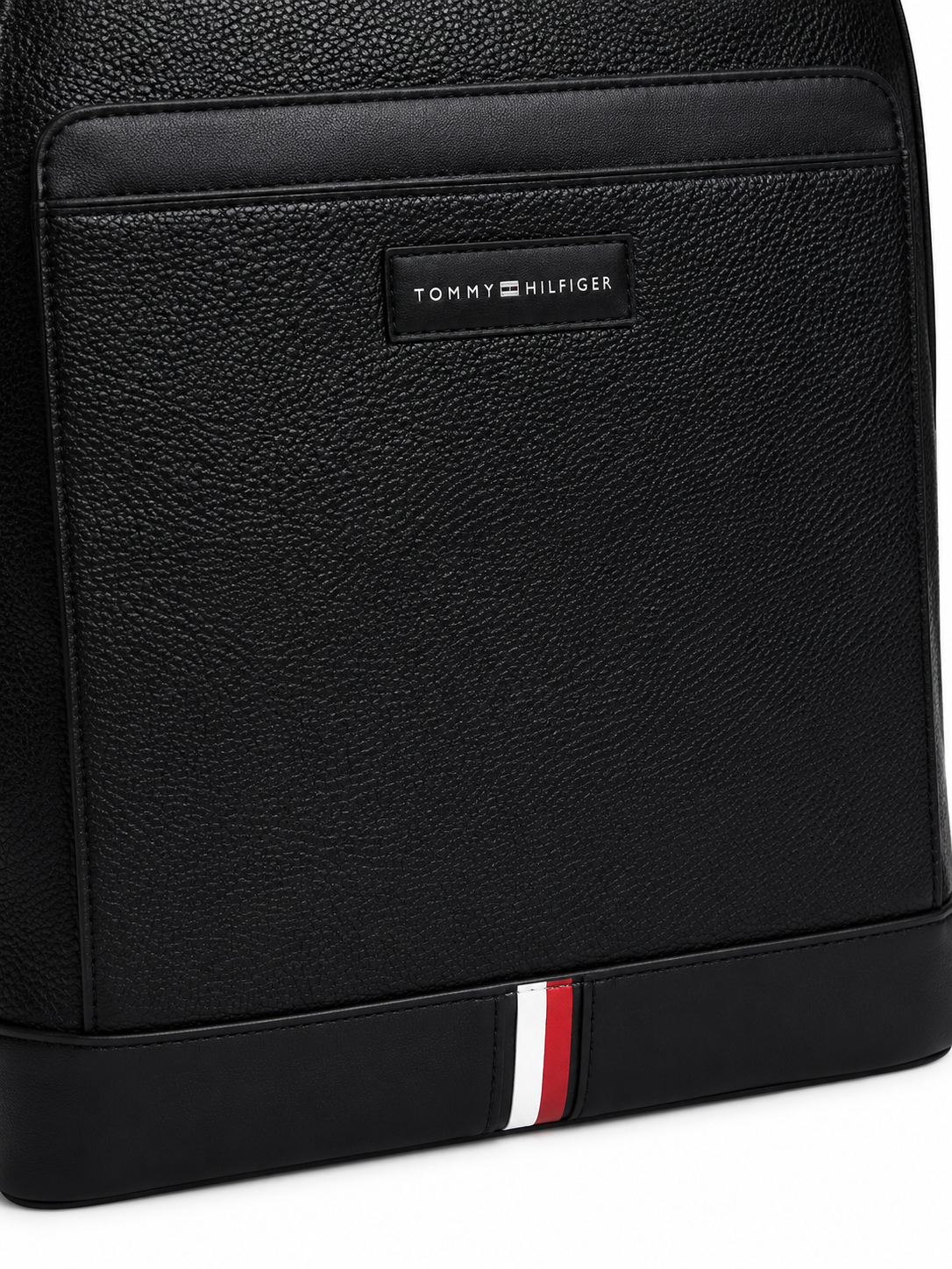 Tommy Hilfiger Black Leather Backpack – Classic Pebble Grain Everyday & Business Backpack#53-100