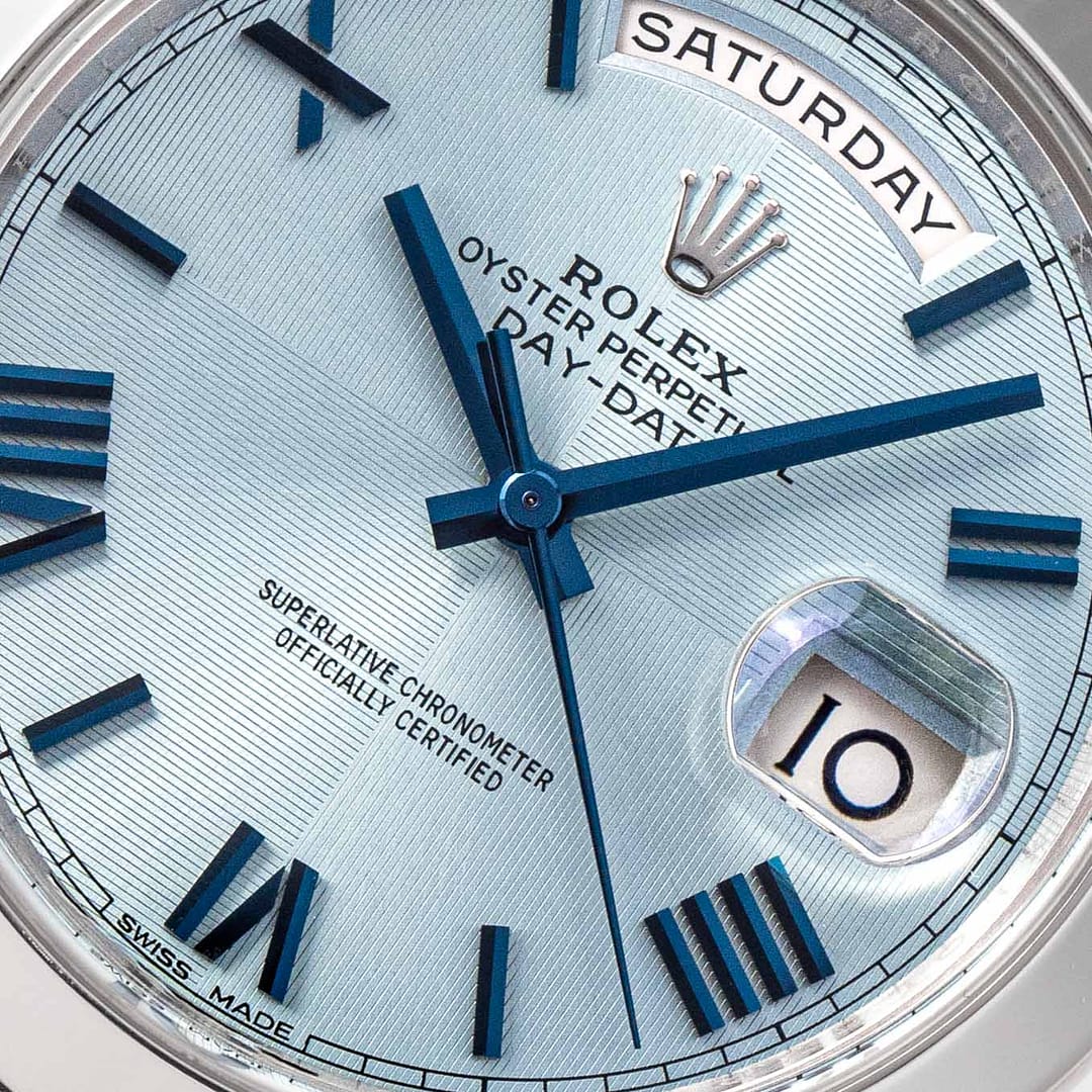 Rolex Day-Date 40 Ice-Blue Quadrant Motif Dial Watch-RX-DAYD-01