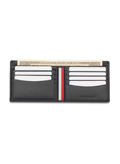Tommy Hilfiger Emmet Men’s Leather Global Wallet – Black Bi-Fold Wallet with RFID Protection#81