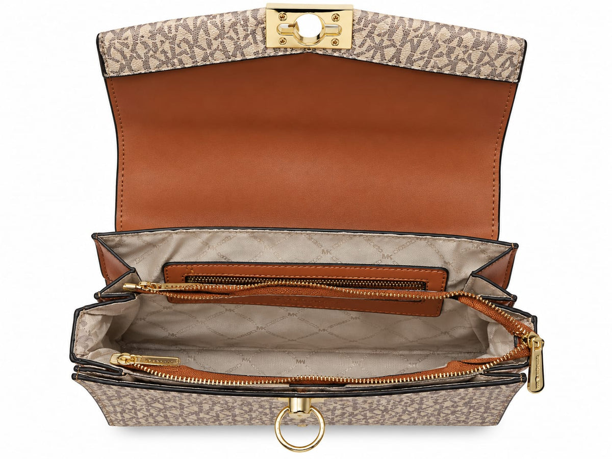 Women’s Monogram Shoulder & Crossbody Handbag with Gold-Tone Hardware#0079