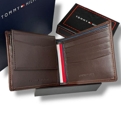 TH Brown Leather Wallet-Belt Set For Men 4#