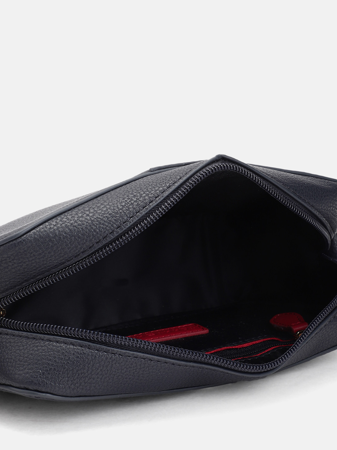 Tommy Hilfiger Striped Structured Sling Bag – Black, White & Red #21