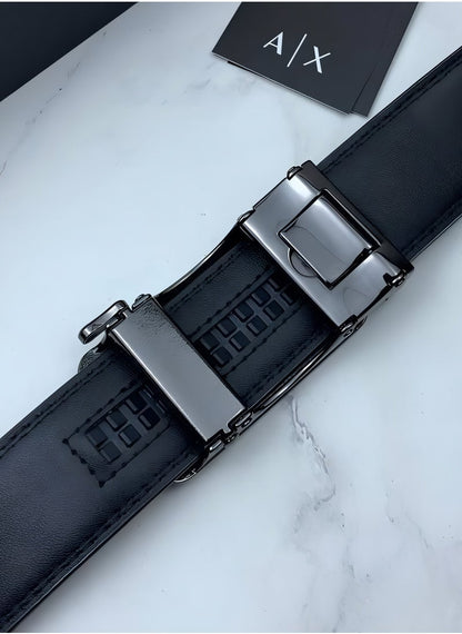 AX Black Leather Belt For Men