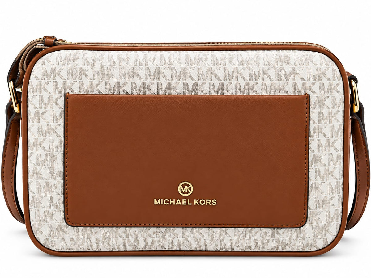 Michael Kors Women’s Signature Monogram Crossbody Bag – Brown & Beige#0016