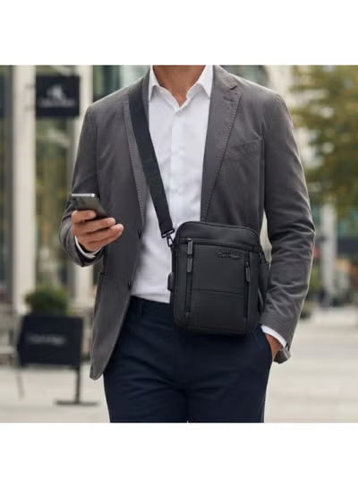 Calvin Klein Men's Matte Black Crossbody Flight Bag#0016