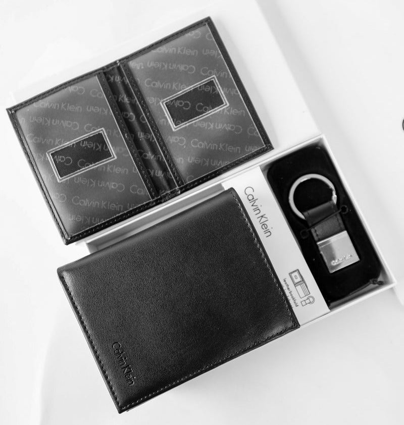 CK Black Leather Wallet-Keychain Set For Men 5#