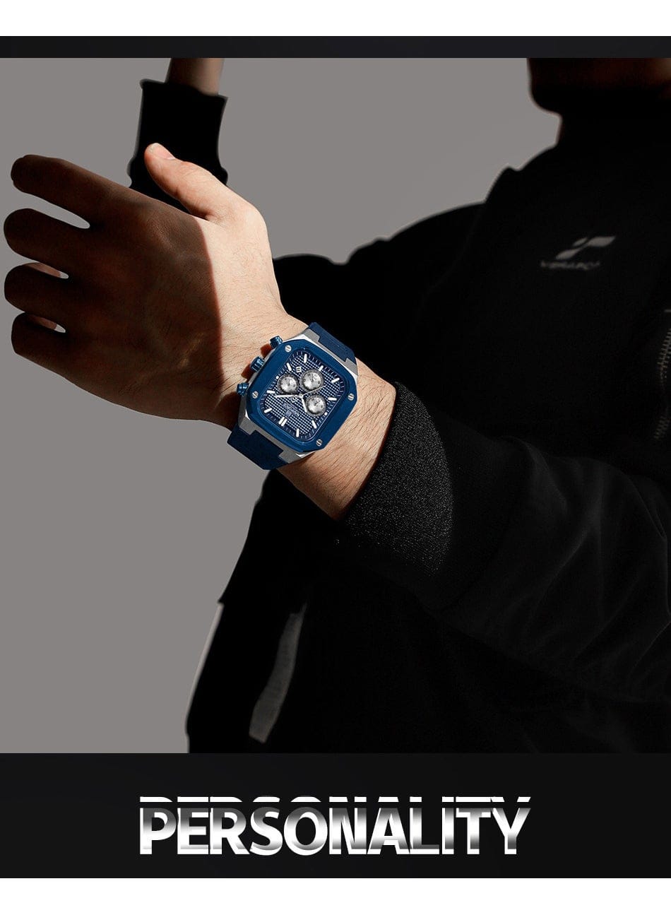 NAVIFORCE NF8037 Men's Chronograph Watch with Blue Silicone Strap, 30M Water Resistant