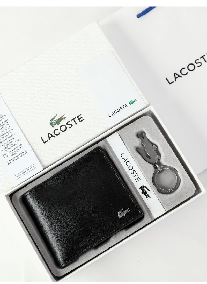 LC Black Leather Wallet-Keychain Set For Men 11#
