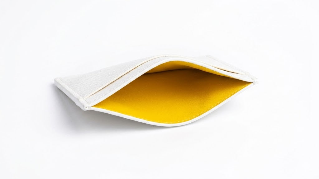 Goyard Card Holder with Signature Chevron Pattern and Mustard Yellow Interior – White#4