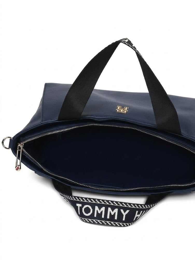 Tommy Hilfiger Life Tote Bag – Navy Blue PVC Tote with Crossbody Strap by Tommy Hilfiger#82