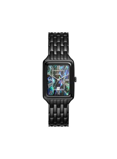Fossil Raquel Women’s Watch ES5340 – Black Dial Rectangular Case with Black Stainless Steel Bracelet