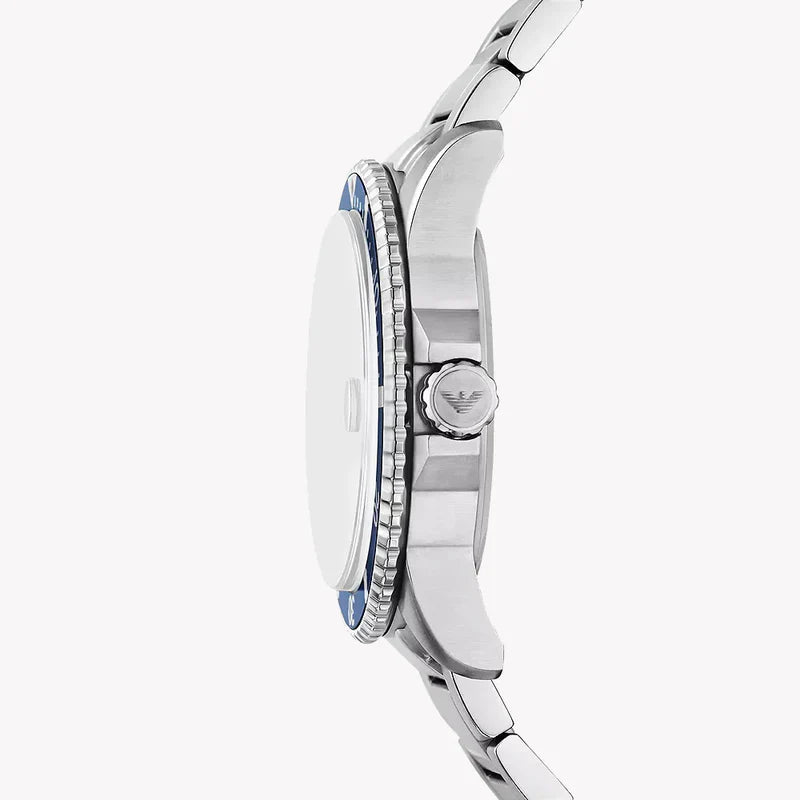 Emporio Armani Men's Quartz Watch AR80076SET – 41 mm, Dark Blue Dial & Silver Stainless Steel Bracelet