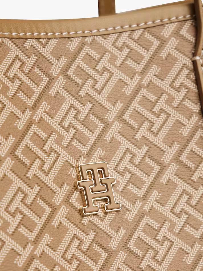 Tommy Hilfiger Women's TH Monoplay Monogram Printed Textured Tote Bag#0105
