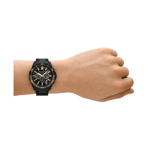 Armani Exchange Men’s Black Dial Quartz Watch AX1963 – Stainless Steel Black Strap, 44mm