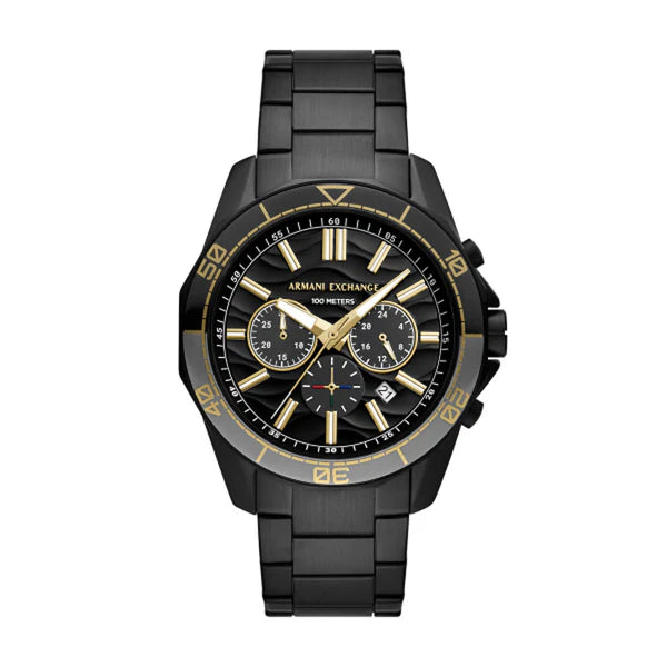Armani Exchange Men’s Black Dial Quartz Watch AX1963 – Stainless Steel Black Strap, 44mm