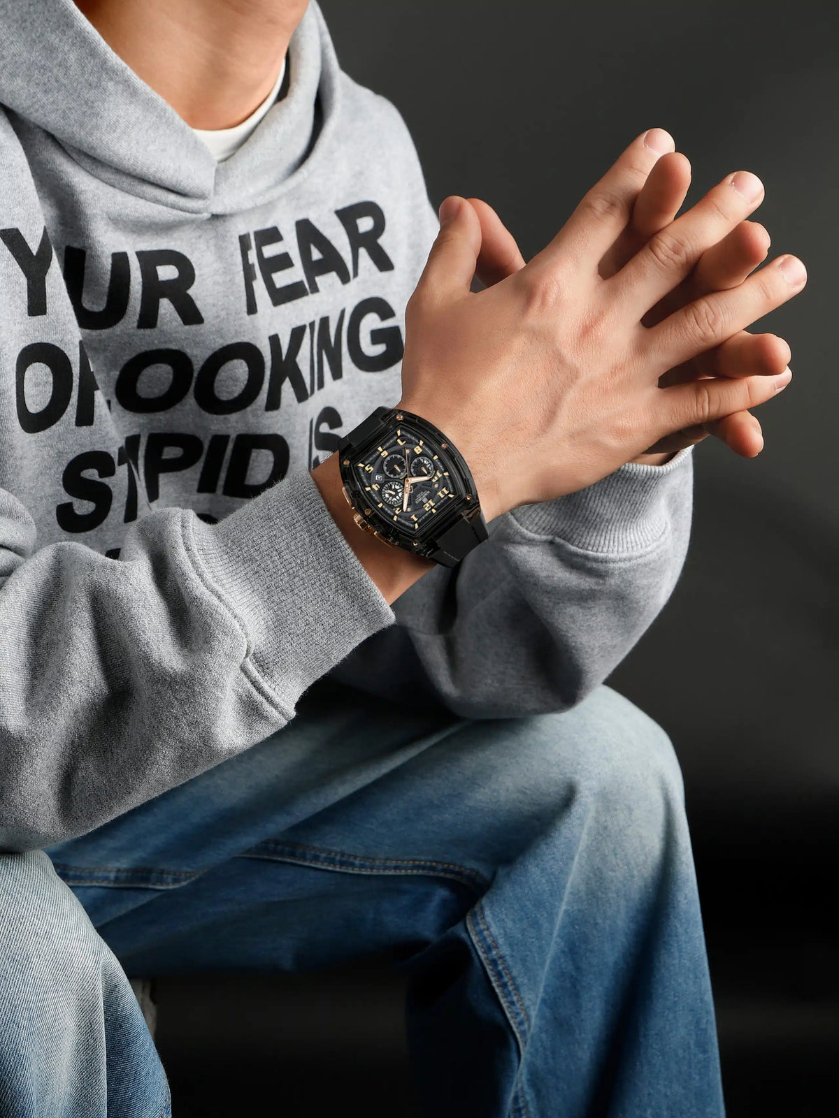 NAVIFORCE NF6118 Men's Chronograph Watch - Black & Rose Gold