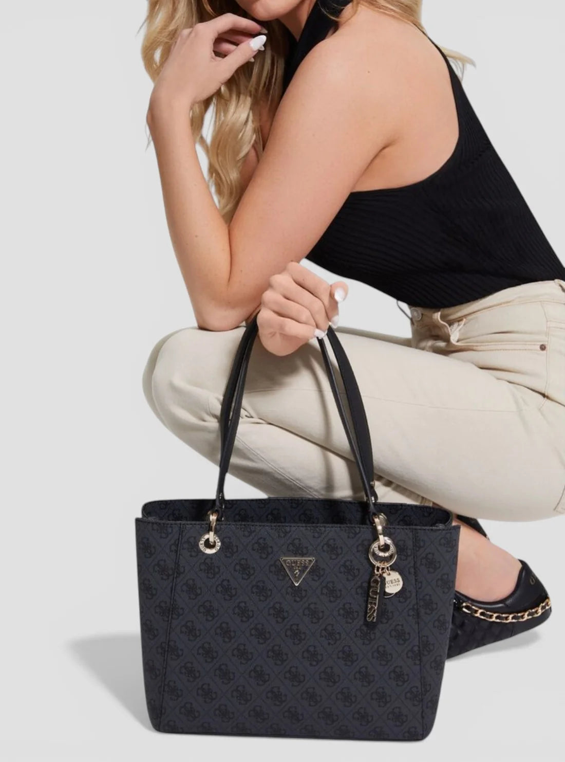 Black logo noelle small tote bag #0208