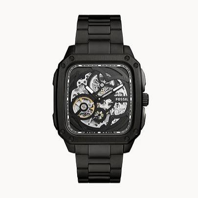 Fossil Inscription Automatic Skeleton Watch for Men – Black Dial & Black Stainless Steel Strap (BQ2574)