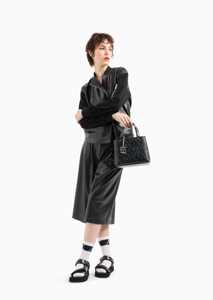 A|X Armani Exchange Black Embossed Logo Tote Bag – Sophisticated Style, All-Day Versatility #7
