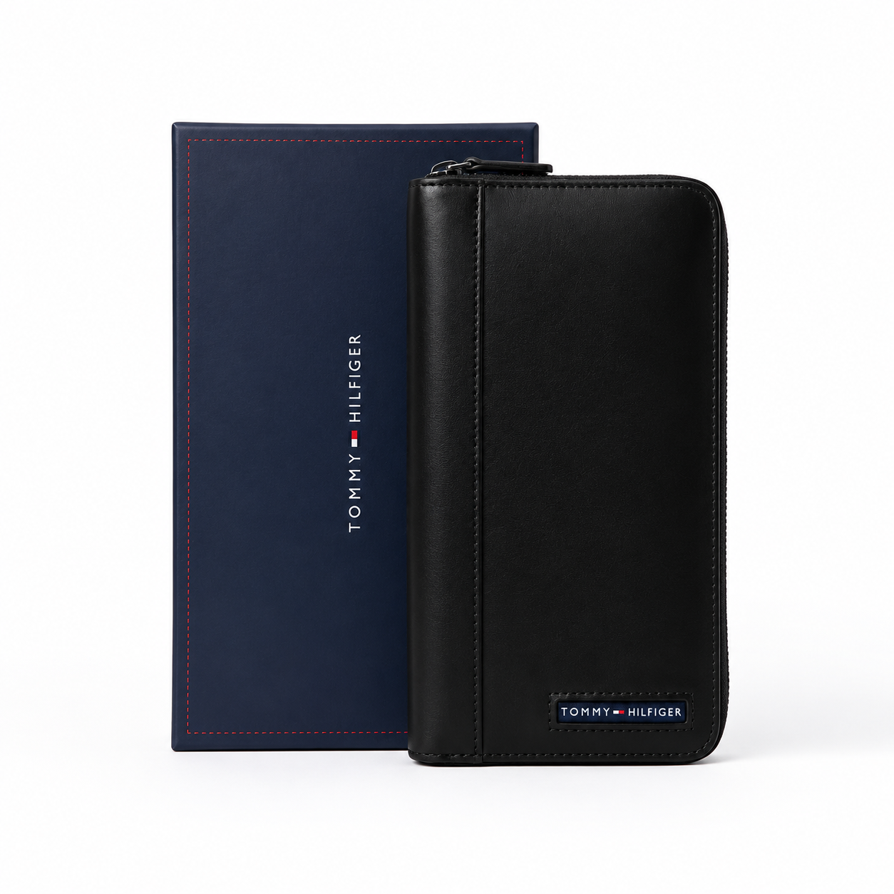 Tommy Hilfiger Zip-Around Wallet – Elegant Black Unisex Modern Design#L-89