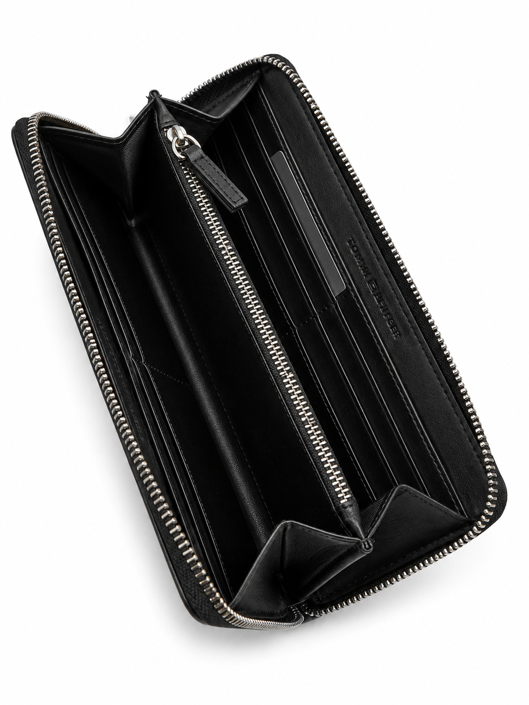 Tommy Hilfiger Zip-Around Wallet – Elegant Black Unisex Modern Design#L-89