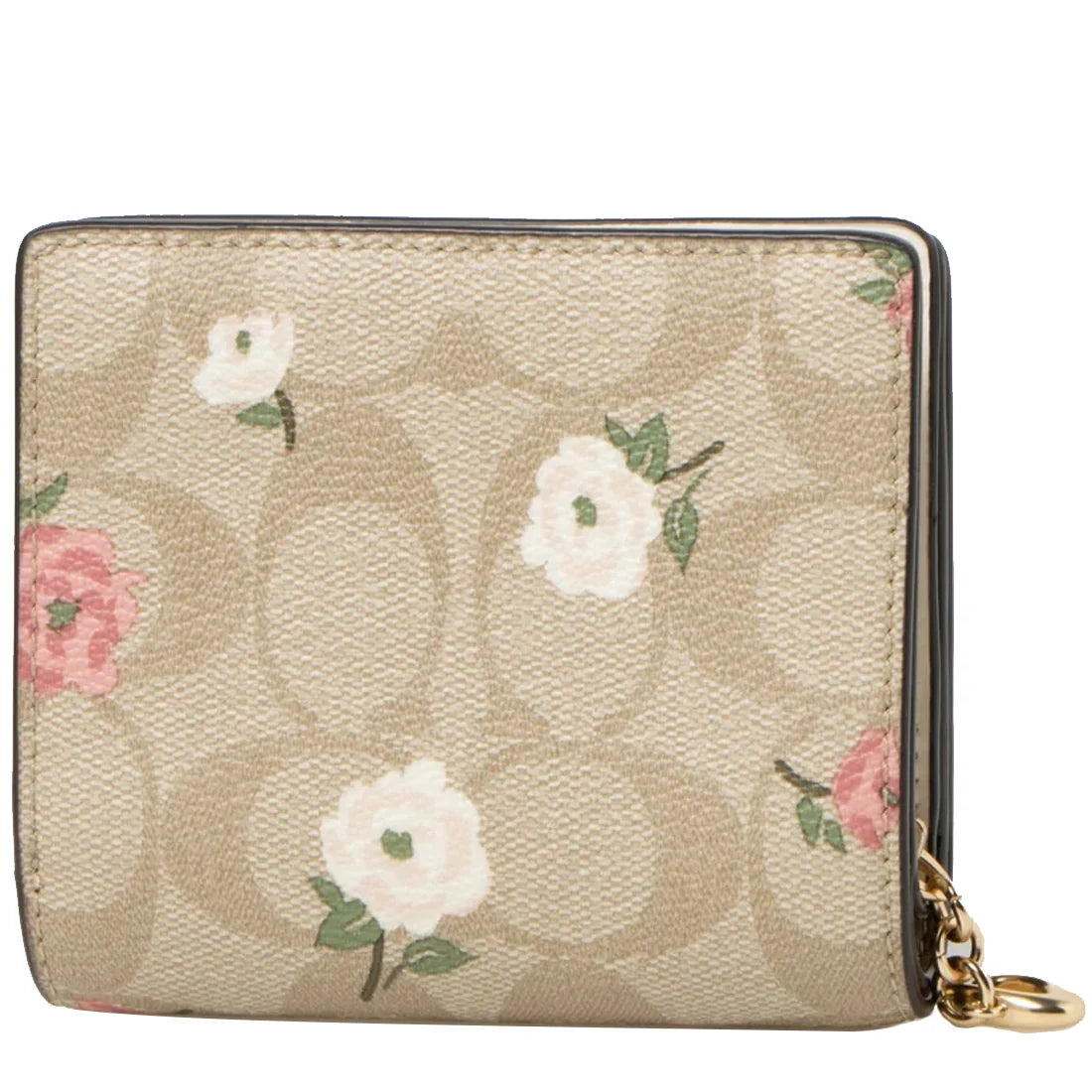 Coach Snap Wallet in Signature Canvas with Floral Print (Light Khaki / Chalk Multi) #0013