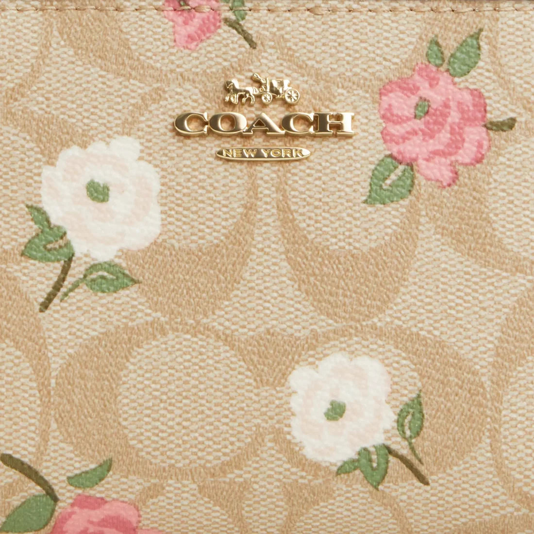 Coach Snap Wallet in Signature Canvas with Floral Print (Light Khaki / Chalk Multi) #0013