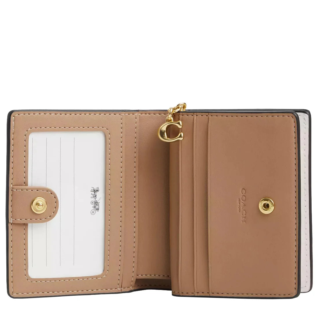 Coach Snap Wallet in Signature Canvas with Floral Print (Light Khaki / Chalk Multi) #0013